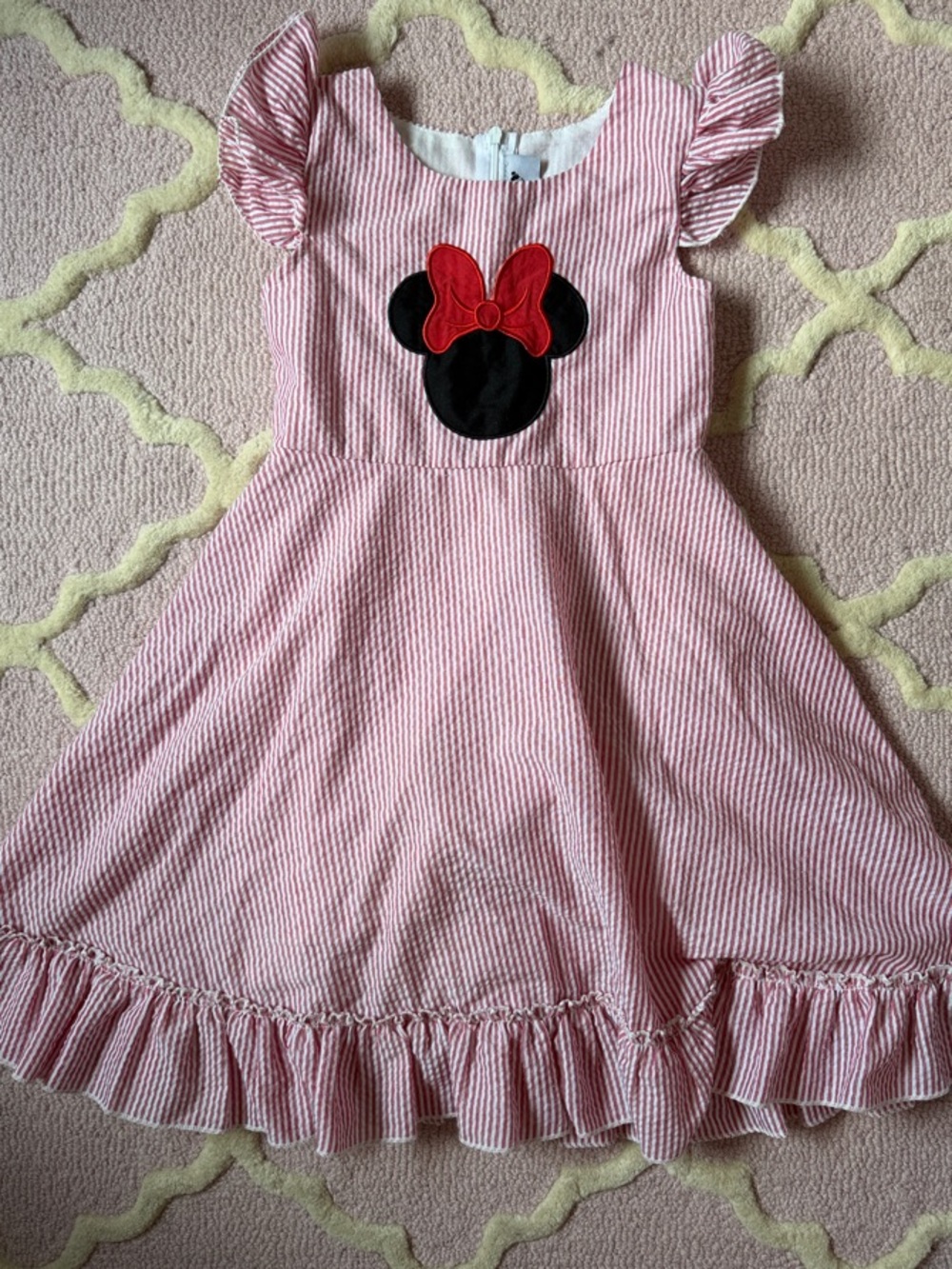 seer sucker Minnie Mouse Applique Dress